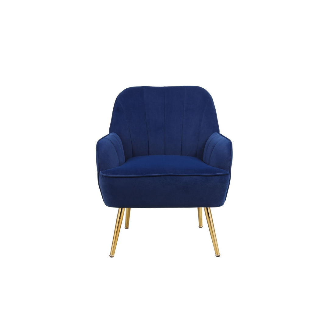 Modern Mid Century Velvet Sherpa Armchair for Living Room, Bedroom, Office - Easy Assembly, Navy Image 8