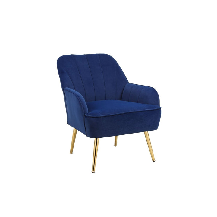 Modern Mid Century Velvet Sherpa Armchair for Living Room, Bedroom, Office - Easy Assembly, Navy Image 10