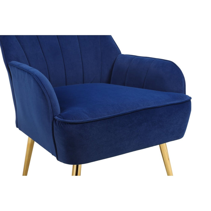 Modern Mid Century Velvet Sherpa Armchair for Living Room, Bedroom, Office - Easy Assembly, Navy Image 11