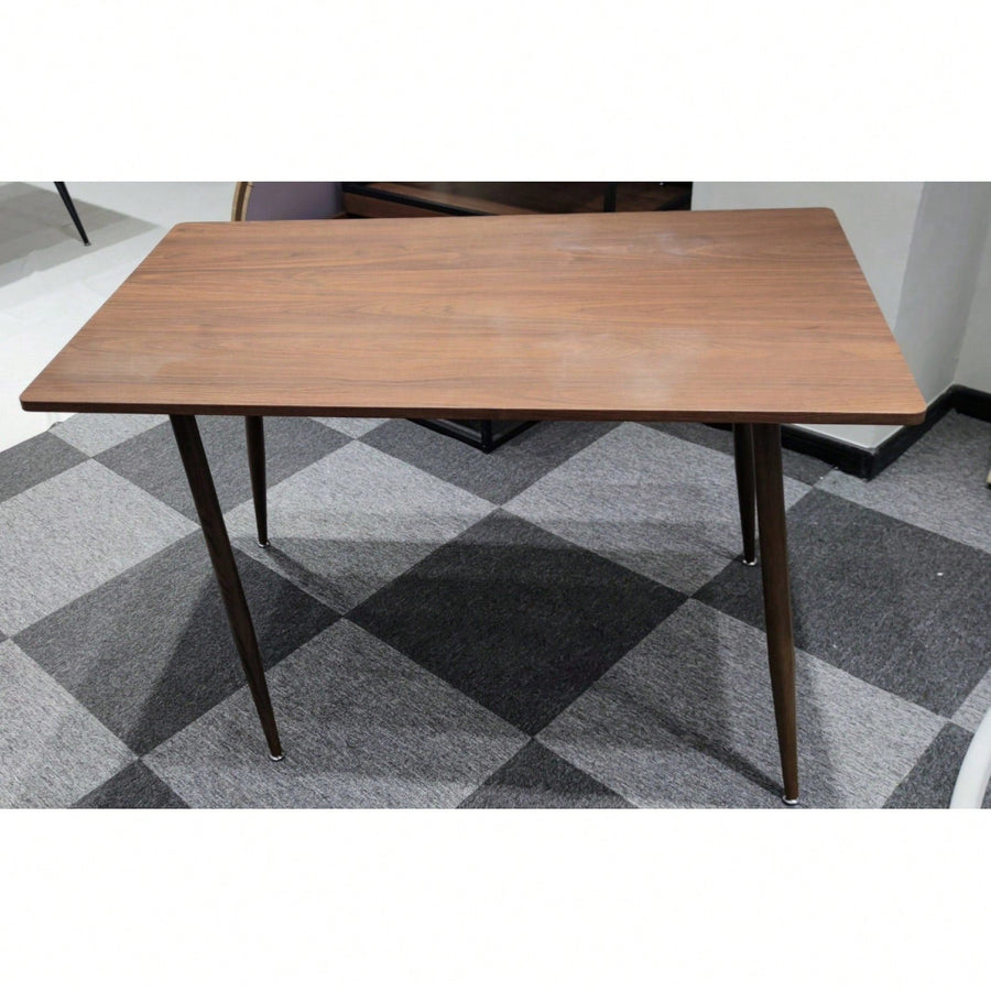 Modern Minimalist MDF Desktop, Walnut Color Metal Legs, Small Sized Dining Table, Computer Desk, Office Desk, Kitchen Image 1