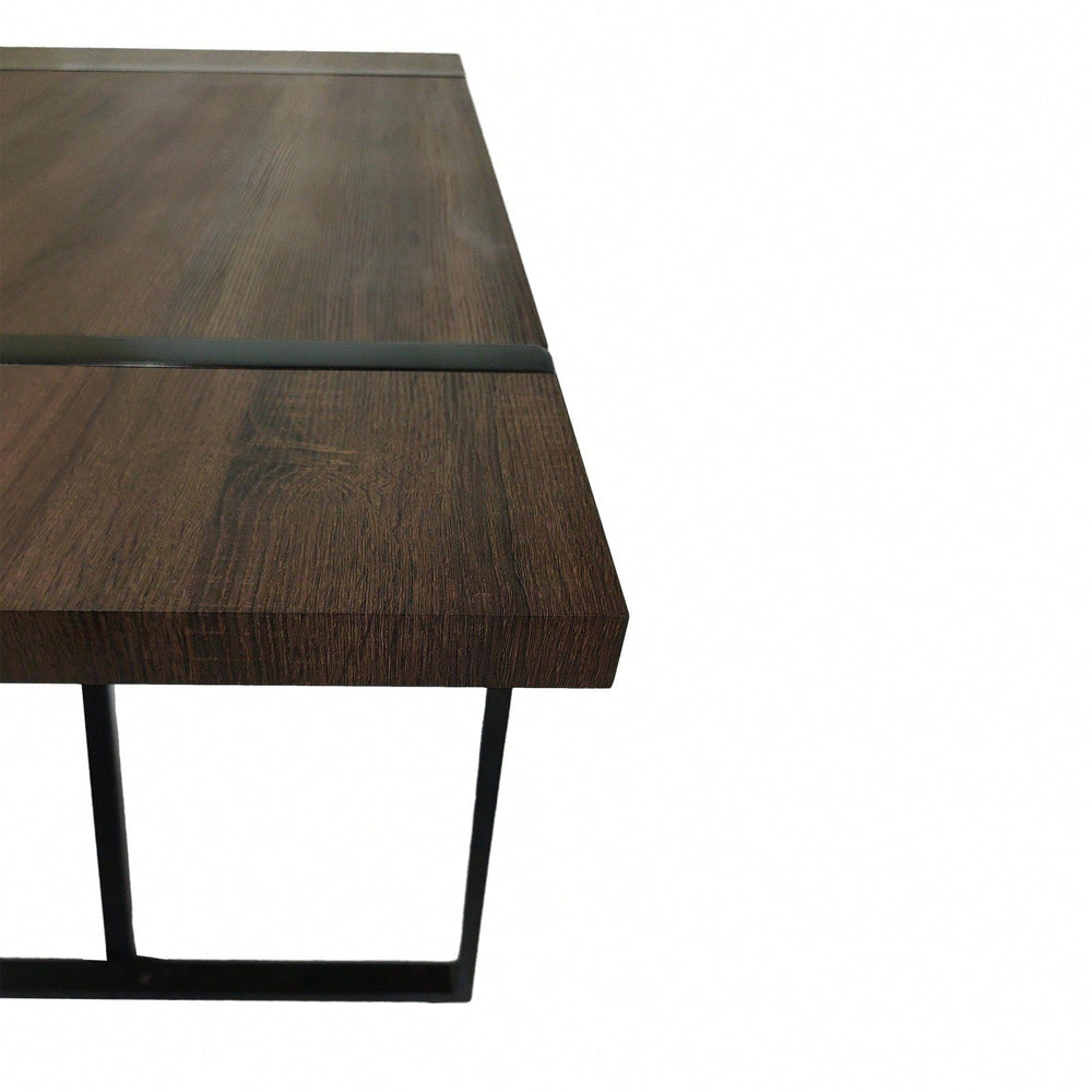 Modern Minimalist MDF Desktop, Walnut Color Metal Legs, Small Sized Dining Table, Computer Desk, Office Desk, Kitchen Image 2