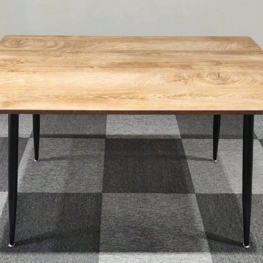 Modern Minimalist MDF Wood Dining Table With Black Metal Legs - Small Size, Versatile Design For 4-6 Seats Image 1