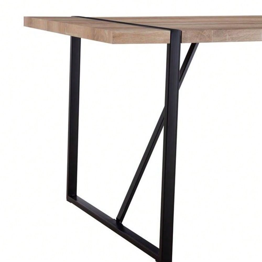 Modern Minimalist MDF Wood Dining Table With Black Metal Legs - Small Size, Versatile Design For 4-6 Seats Image 2