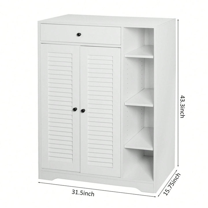 Modern Narrow Shoe Rack with Adjustable Shelves and Top Drawer for Entryway Storage Image 2