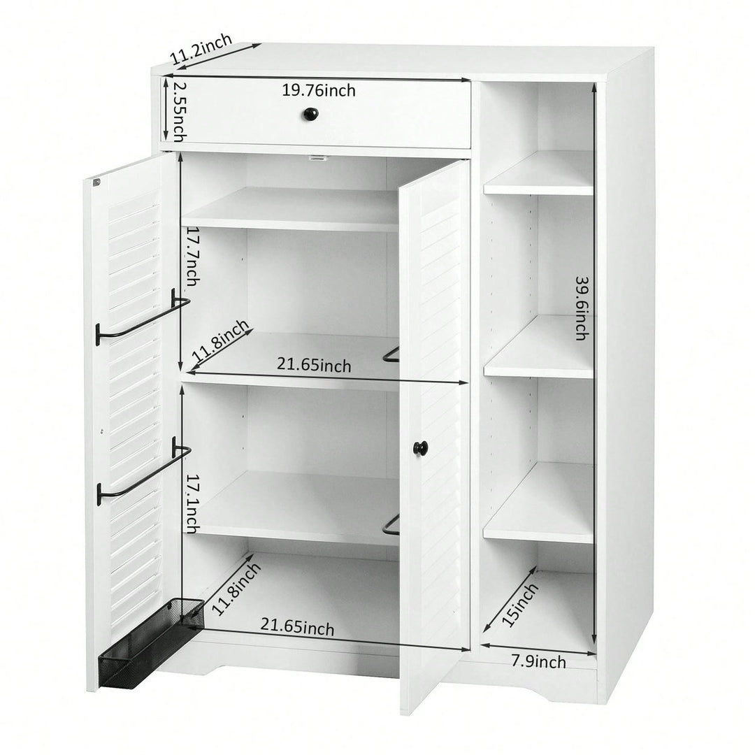 Modern Narrow Shoe Rack with Adjustable Shelves and Top Drawer for Entryway Storage Image 3