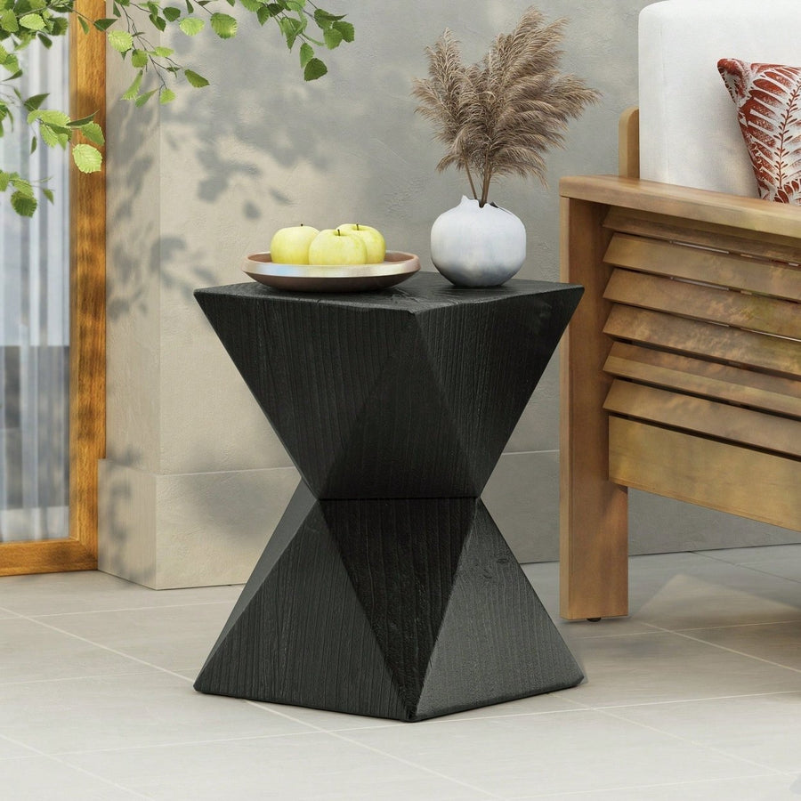 Modern Prismatic Grain Side Table With Symmetrical Design For Stylish Image 1