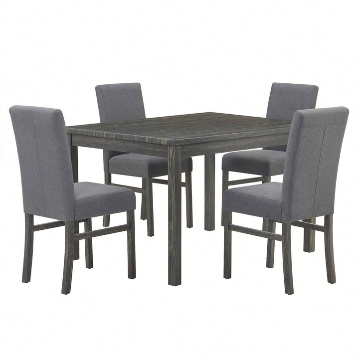 Modern Rectangular Dining Table with Solid Wood Legs and High-Resilience Foam Chairs for Small Spaces and Kitchens Image 1