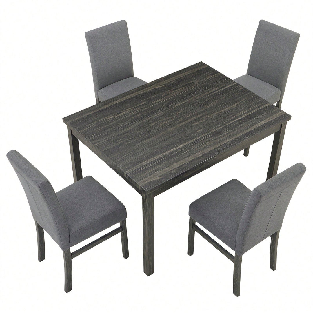 Modern Rectangular Dining Table with Solid Wood Legs and High-Resilience Foam Chairs for Small Spaces and Kitchens Image 2