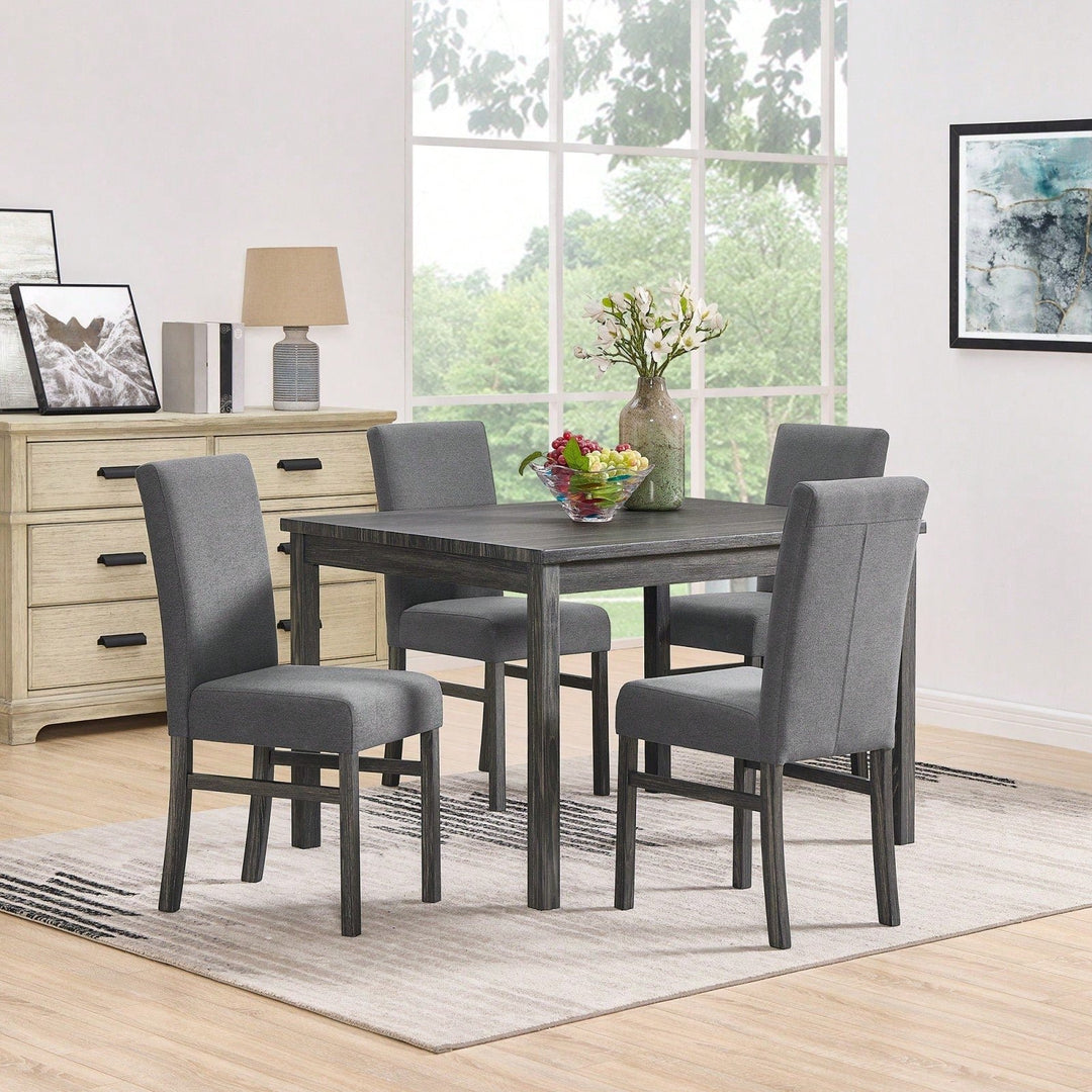 Modern Rectangular Dining Table with Solid Wood Legs and High-Resilience Foam Chairs for Small Spaces and Kitchens Image 5