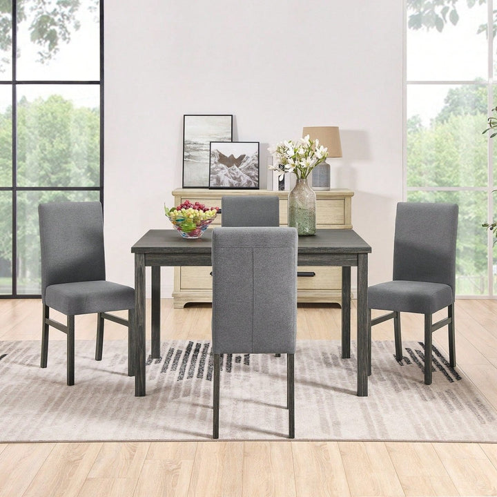 Modern Rectangular Dining Table with Solid Wood Legs and High-Resilience Foam Chairs for Small Spaces and Kitchens Image 6