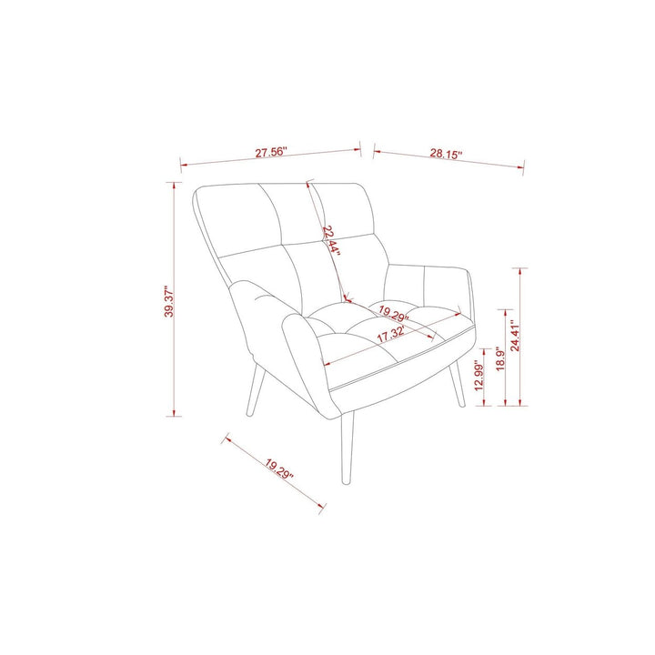 Modern Single Sofa Armchair with High Backrest Comfy Reading Chair for Small Spaces/Living Room/Bedroom/Apartment Image 6