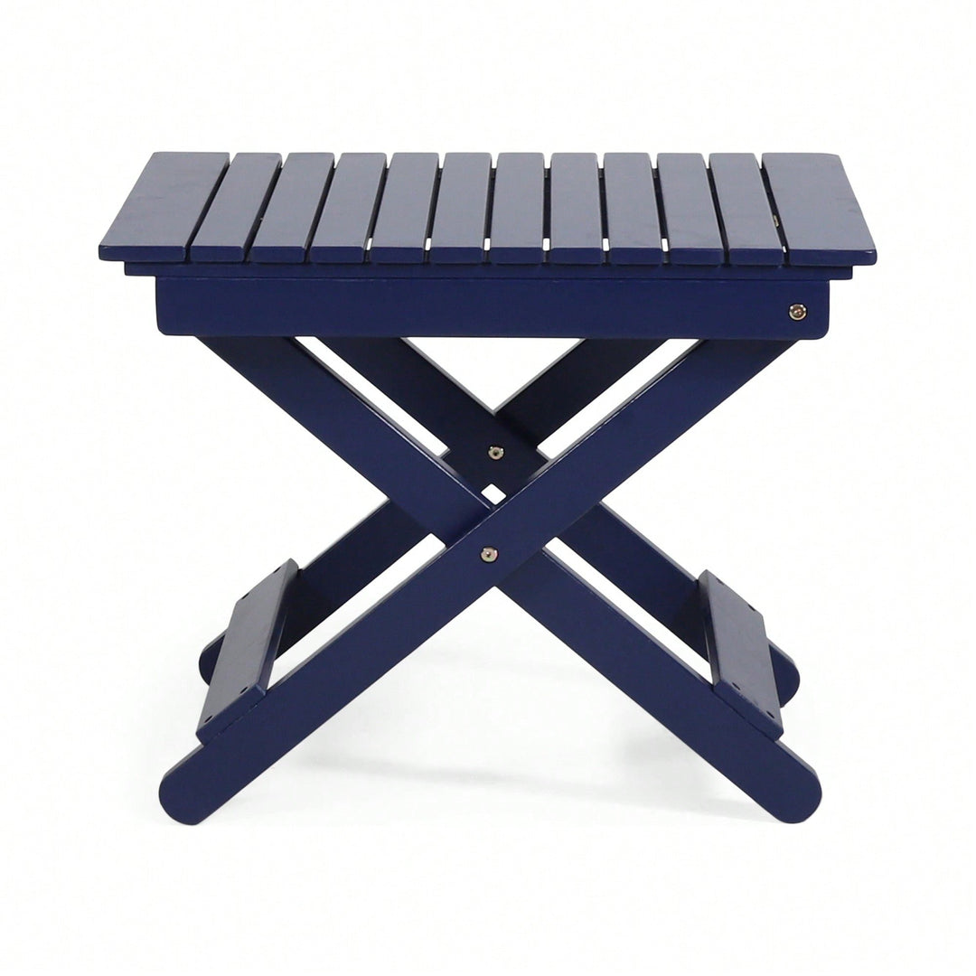 Outdoor Folding Acacia Wood Side Table With Slat Design For Patio And Indoor Use Image 1