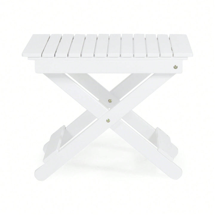 Outdoor Folding Acacia Wood Side Table With Slat Design For Patio And Indoor Use Image 4