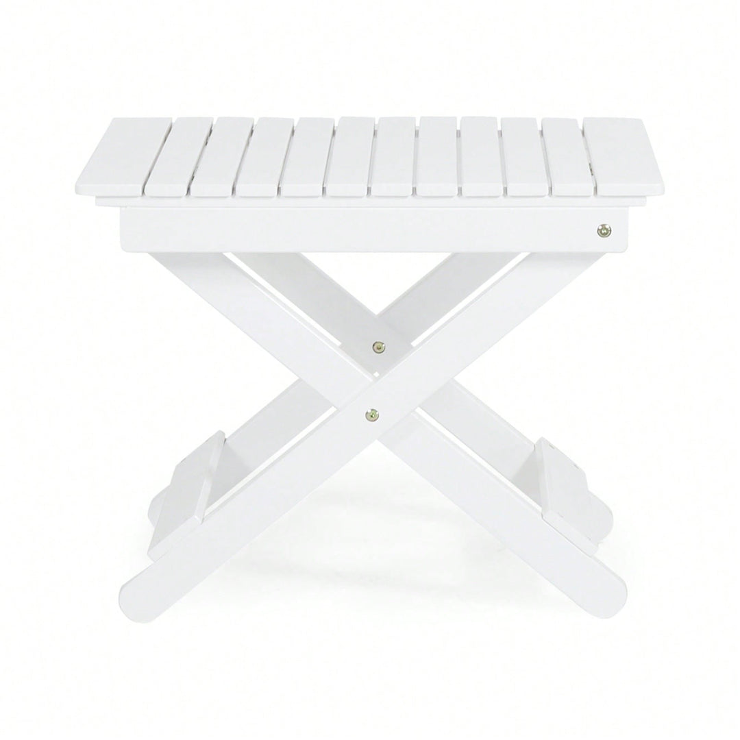 Outdoor Folding Acacia Wood Side Table With Slat Design For Patio And Indoor Use Image 1