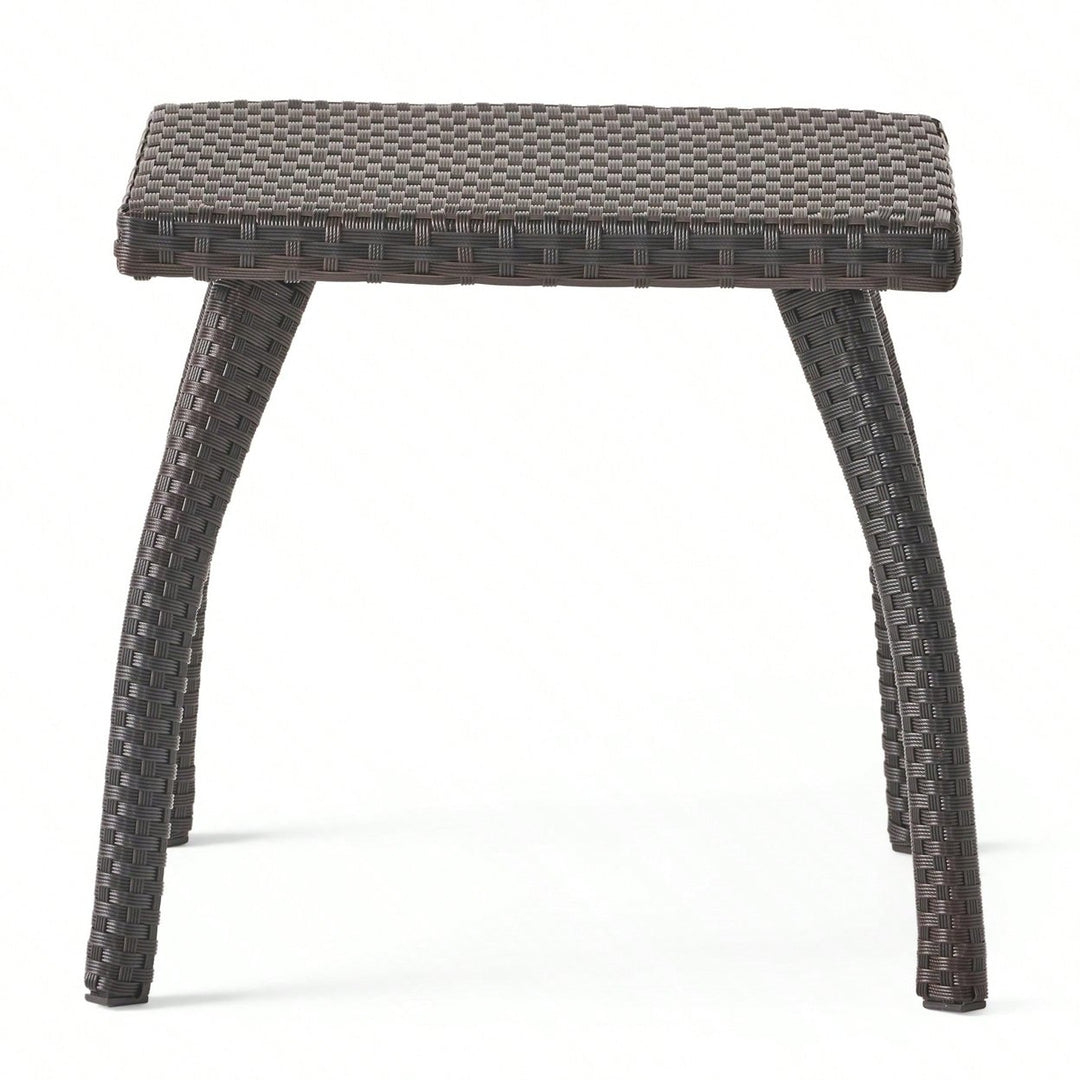 Outdoor Patio Side Table - Weather-Resistant Wicker Accent Table For Drinks, Snacks, And Decor - 17.7" Square Image 1