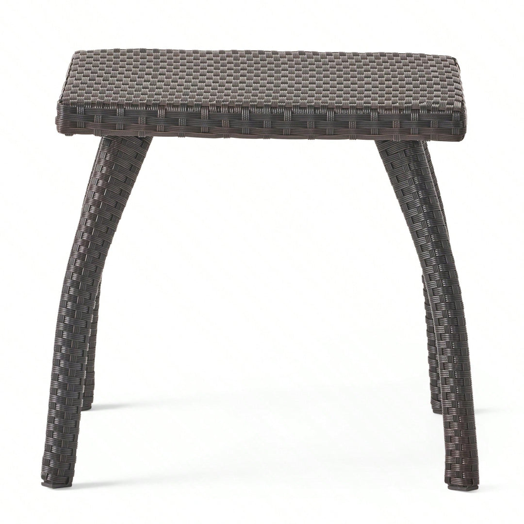 Outdoor Patio Side Table - Weather-Resistant Wicker Accent Table For Drinks, Snacks, And Decor - 17.7" Square Image 1