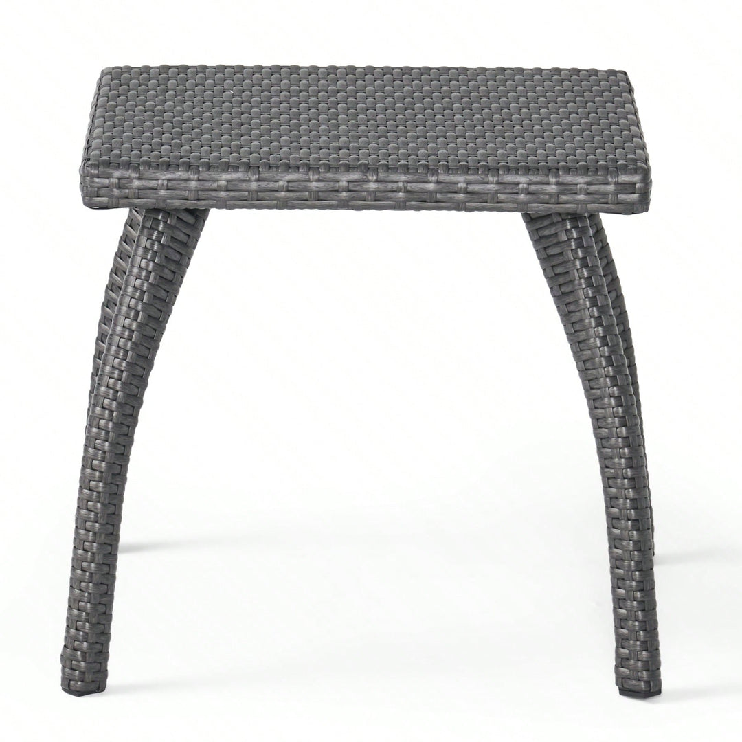 Outdoor Patio Side Table - Weather-Resistant Wicker Accent Table For Drinks, Snacks, And Decor - 17.7" Square Image 2