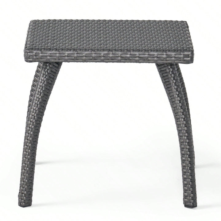 Outdoor Patio Side Table - Weather-Resistant Wicker Accent Table For Drinks, Snacks, And Decor - 17.7" Square Image 1