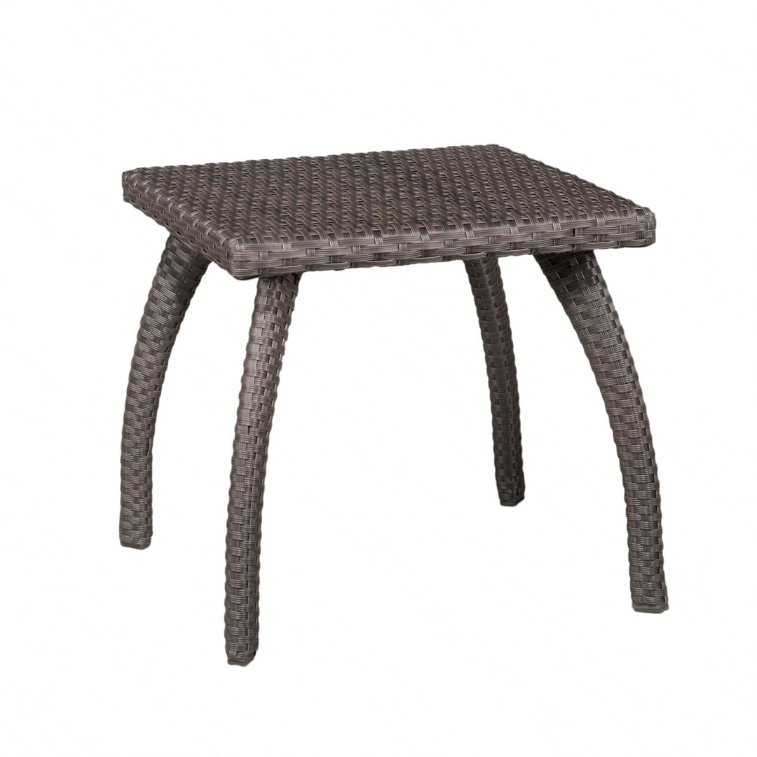 Outdoor Patio Side Table - Weather-Resistant Wicker Accent Table For Drinks, Snacks, And Decor - 17.7" Square Image 3