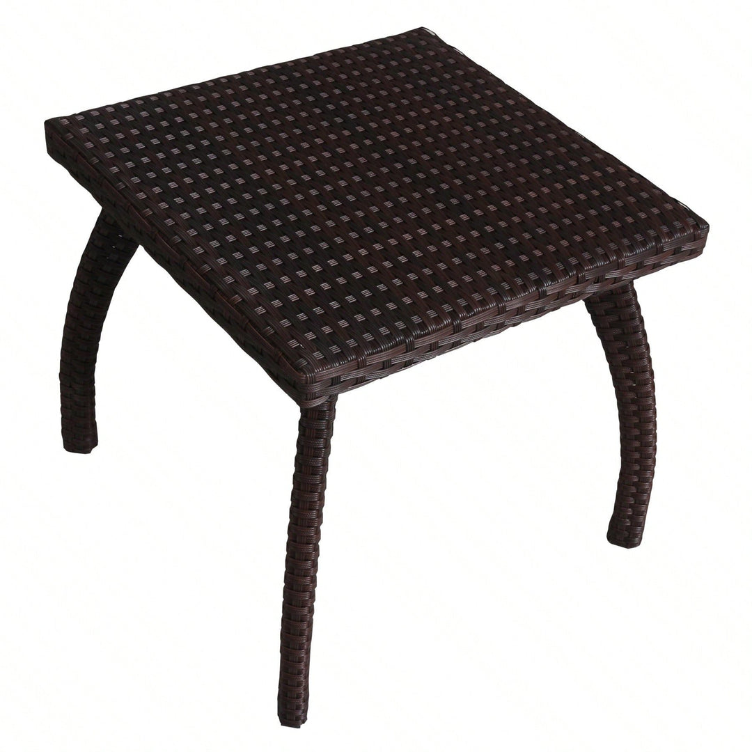 Outdoor Patio Side Table - Weather-Resistant Wicker Accent Table For Drinks, Snacks, And Decor - 17.7" Square Image 4