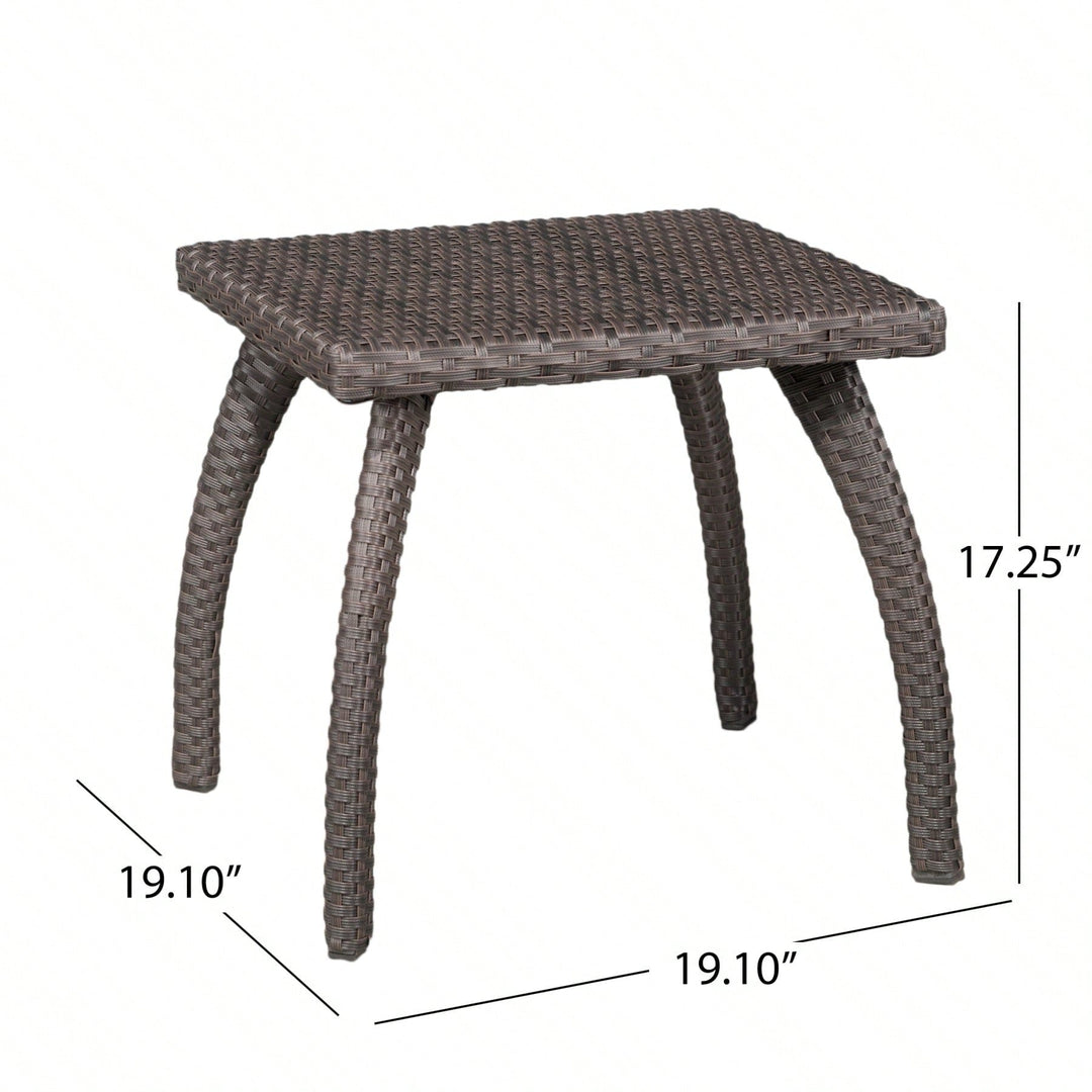 Outdoor Patio Side Table - Weather-Resistant Wicker Accent Table For Drinks, Snacks, And Decor - 17.7" Square Image 5