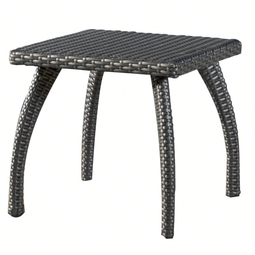 Outdoor Patio Side Table - Weather-Resistant Wicker Accent Table For Drinks, Snacks, And Decor - 17.7" Square Image 10