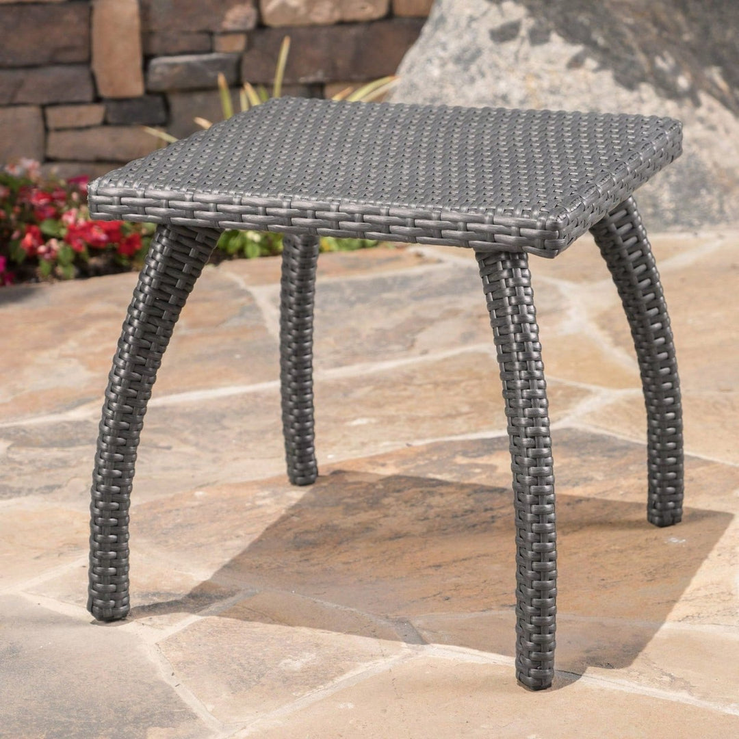 Outdoor Patio Side Table - Weather-Resistant Wicker Accent Table For Drinks, Snacks, And Decor - 17.7" Square Image 11