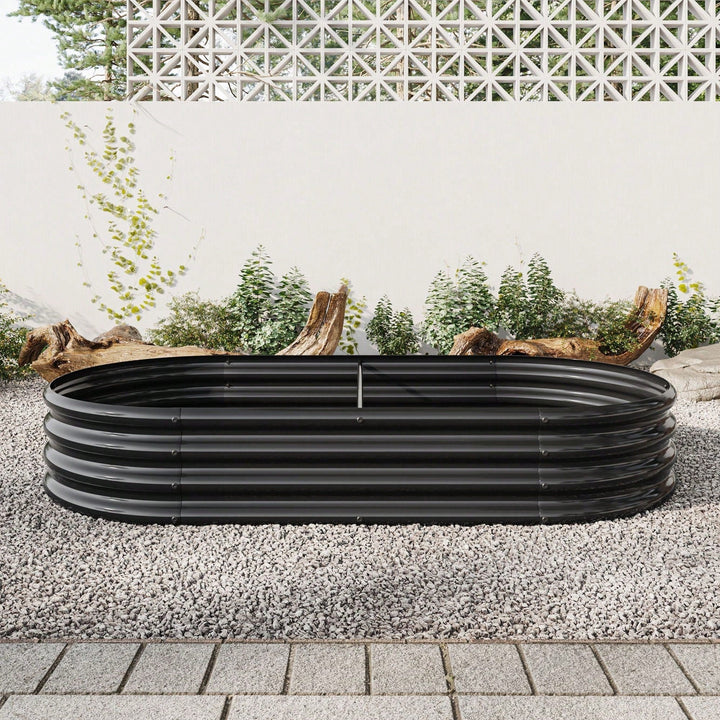 Oval Large Metal Raised Planter Bed For Plants, Vegetables, And Flowers - Outdoor Garden Bed Image 5