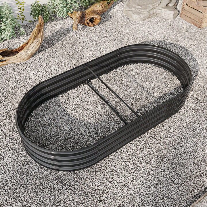 Oval Large Metal Raised Planter Bed For Plants, Vegetables, And Flowers - Outdoor Garden Bed Image 6