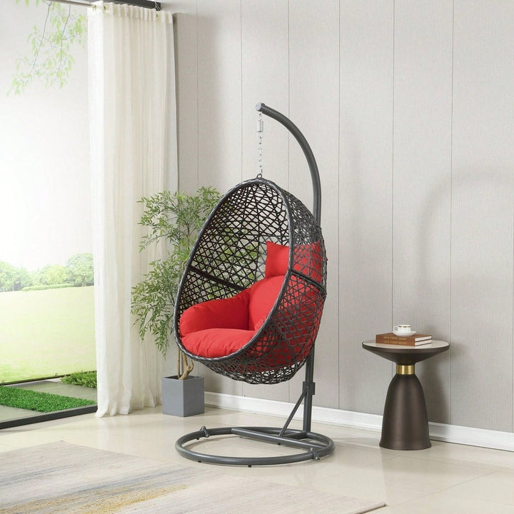 Patio PE Rattan Swing Chair With Stand For Balcony, Courtyard Image 2