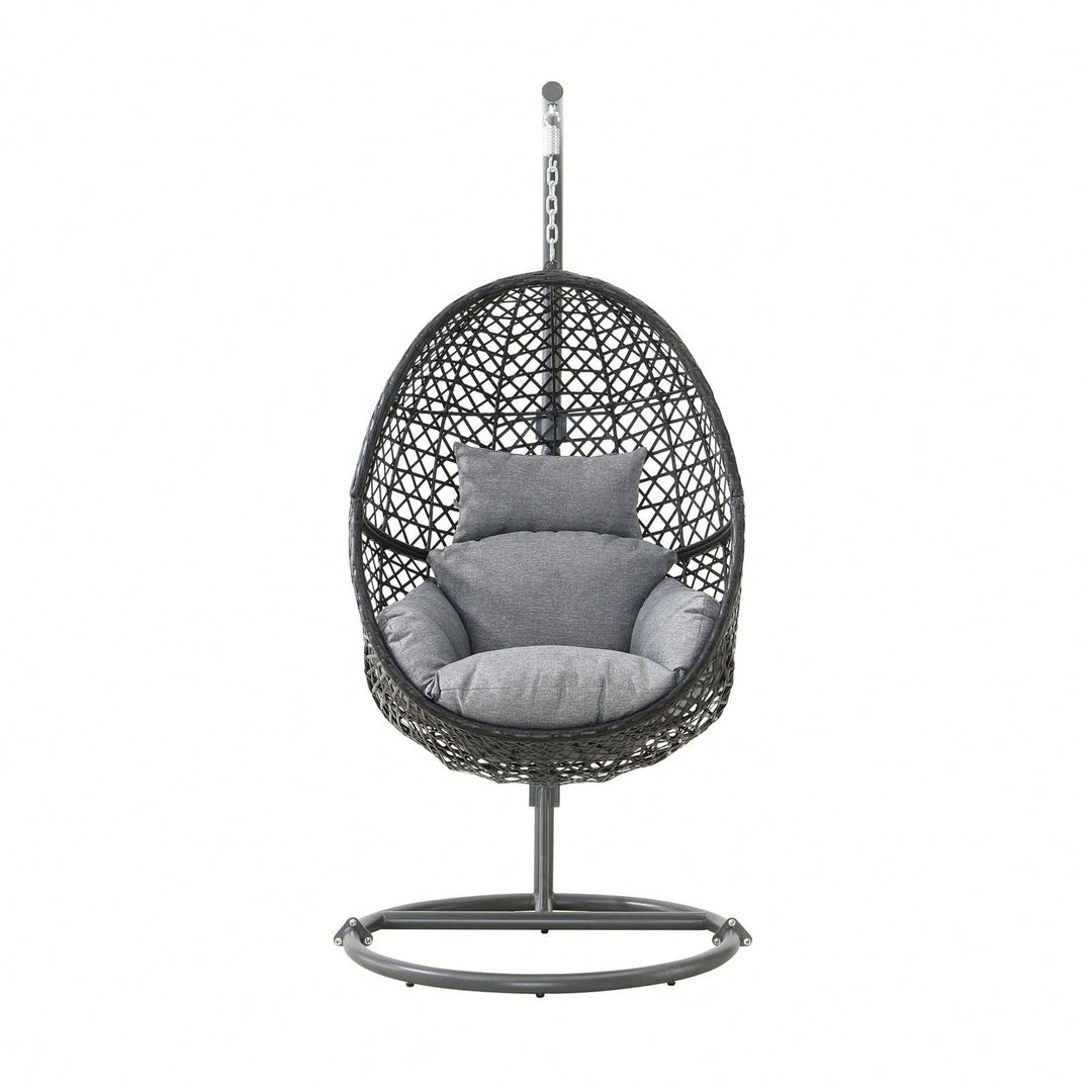 Patio PE Rattan Swing Chair With Stand For Balcony, Courtyard Image 4