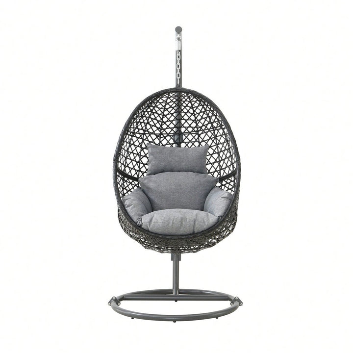 Patio PE Rattan Swing Chair With Stand For Balcony, Courtyard Image 4