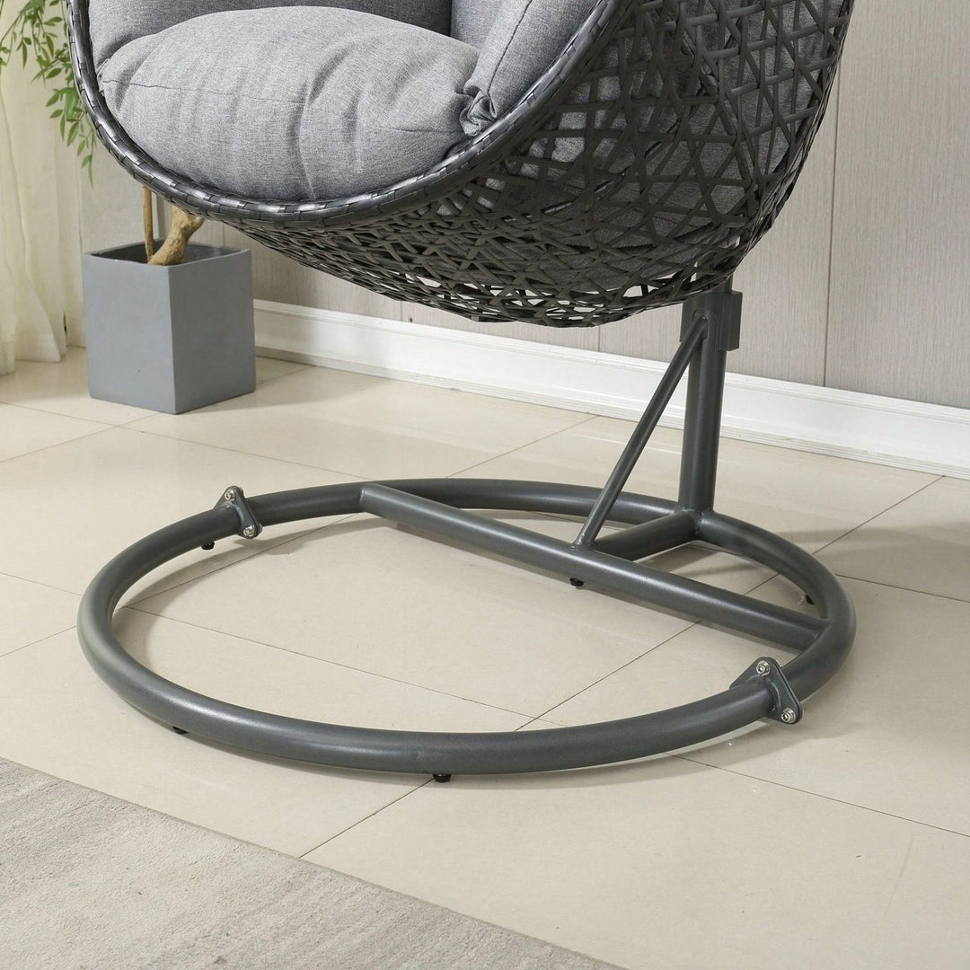 Patio PE Rattan Swing Chair With Stand For Balcony, Courtyard Image 6