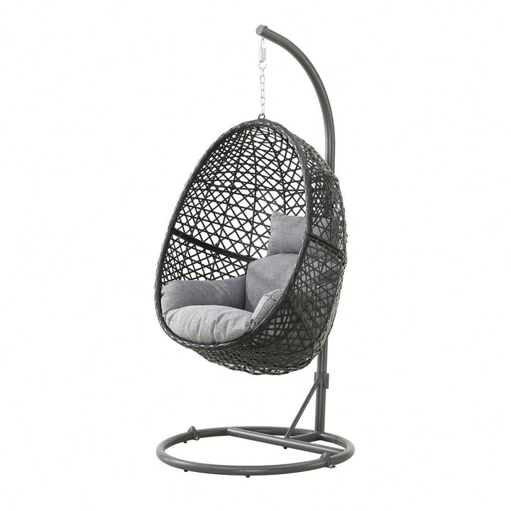 Patio PE Rattan Swing Chair With Stand For Balcony, Courtyard Image 7