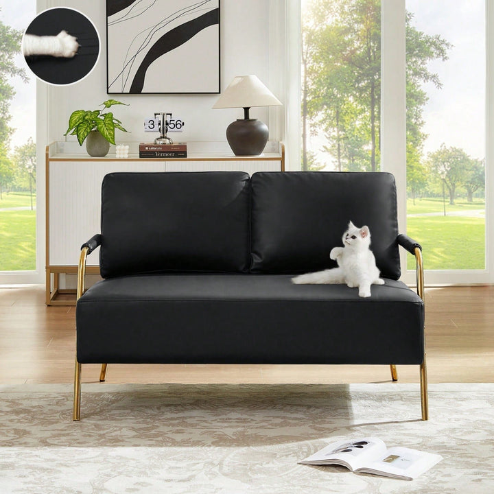 Pet-Friendly Small Loveseat Sofa with Removable Cushions and Metal Legs for Modern Living Spaces Image 6