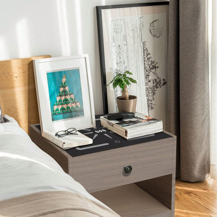 Nightstand With Wireless Charging Station Image 7