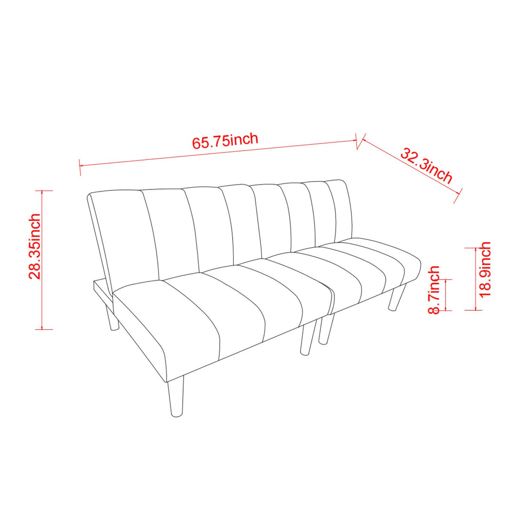 Multi-Position Convertible Corduroy Futon Sofa Bed with Wood Legs for Space Saving in Apartments and Studios Image 6