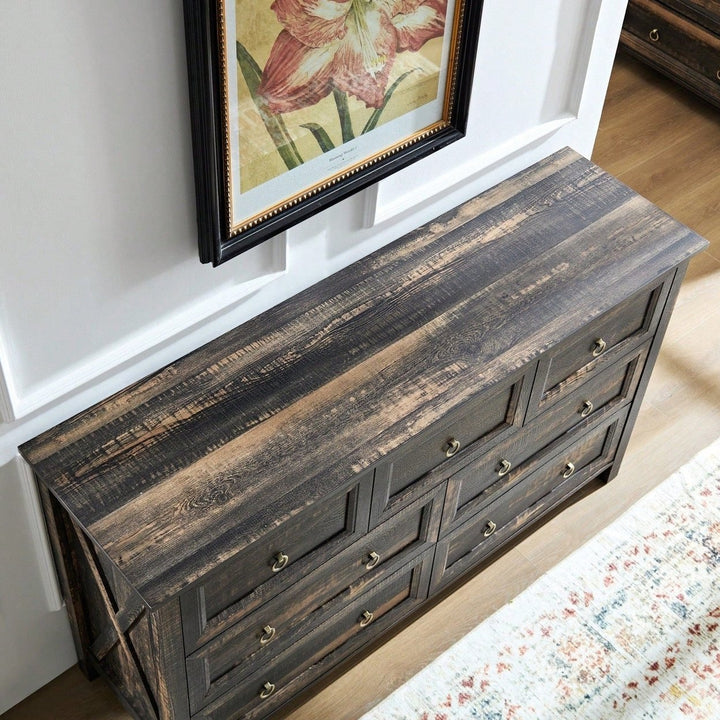 Rustic 7 Drawer Farmhouse Dresser Storage Organizer with Metal Handles for Bedroom Living Room and Hallway Image 11