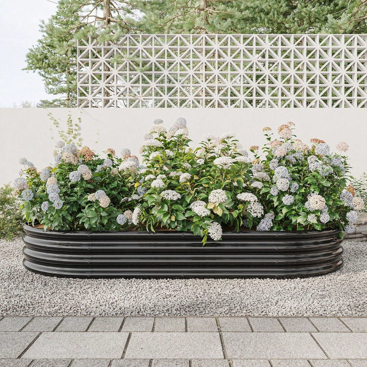 Raised Garden Bed Outdoor, Oval Large Metal Raised Planter Bed For Plants, Vegetables, And Flowers Image 1