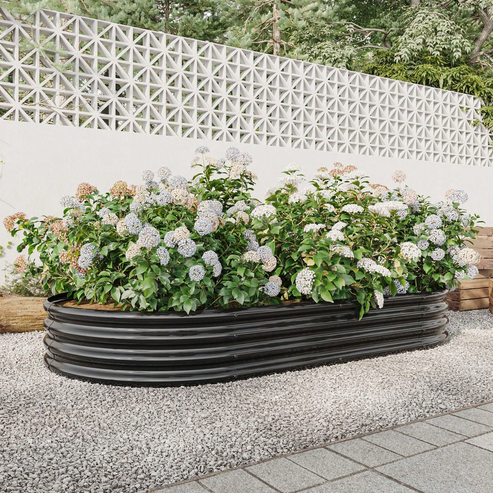 Raised Garden Bed Outdoor, Oval Large Metal Raised Planter Bed For Plants, Vegetables, And Flowers Image 2