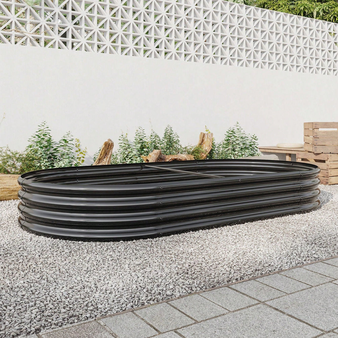 Raised Garden Bed Outdoor, Oval Large Metal Raised Planter Bed For Plants, Vegetables, And Flowers Image 5