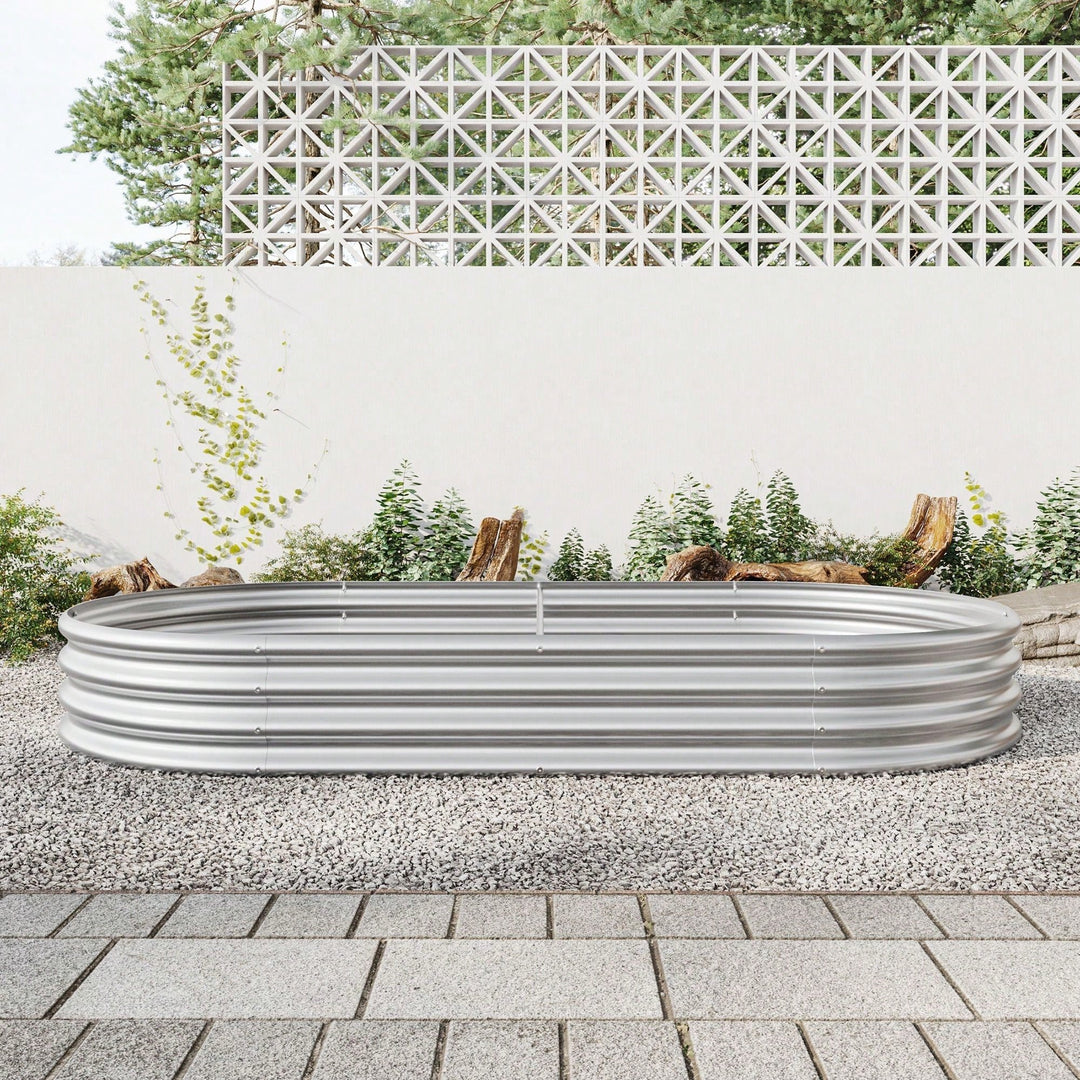 Raised Garden Bed Outdoor, Oval Large Metal Raised Planter Bed For Plants, Vegetables, And Flowers Image 7