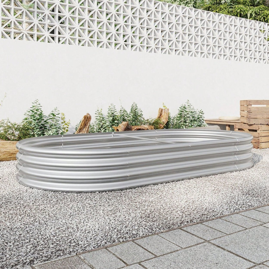 Raised Garden Bed Outdoor, Oval Large Metal Raised Planter Bed For Plants, Vegetables, And Flowers Image 9