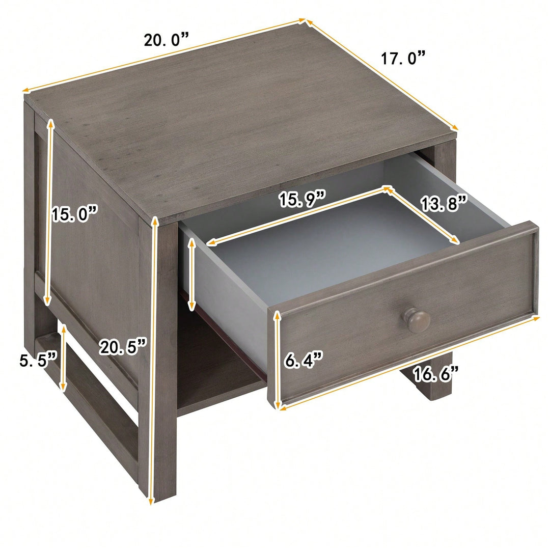 Retro Design Sturdy Nightstand With Space-Saving Features And Versatile Use Image 4