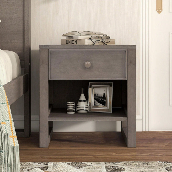 Retro Design Sturdy Nightstand With Space-Saving Features And Versatile Use Image 5