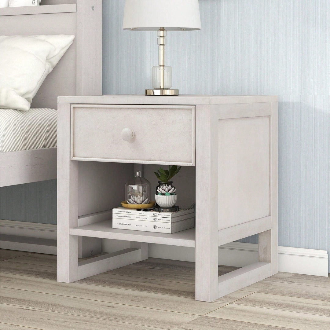 Retro Design Sturdy Nightstand With Space-Saving Features And Versatile Use Image 9