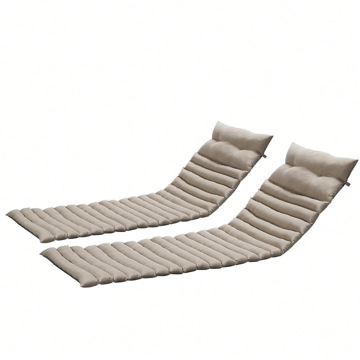 Outdoor Chaise Lounge Cushion Set 2PCS Khaki Replacement Cushions For Patio Furniture Image 1