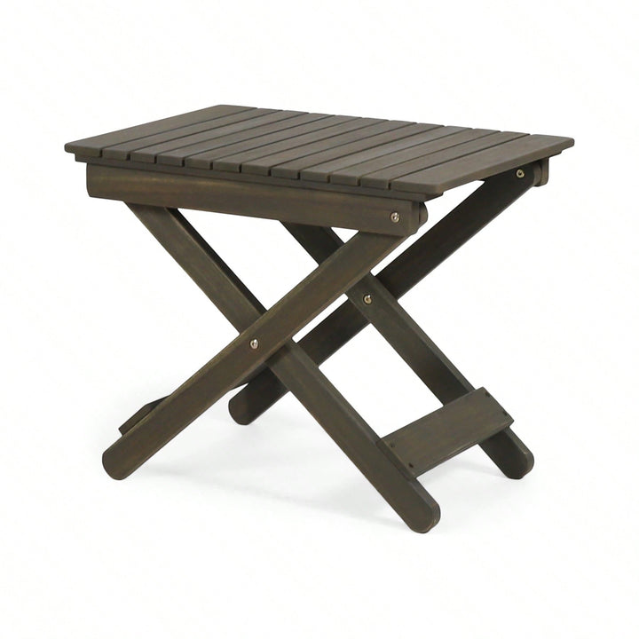 Outdoor Folding Wooden Side Table, Grey Image 2