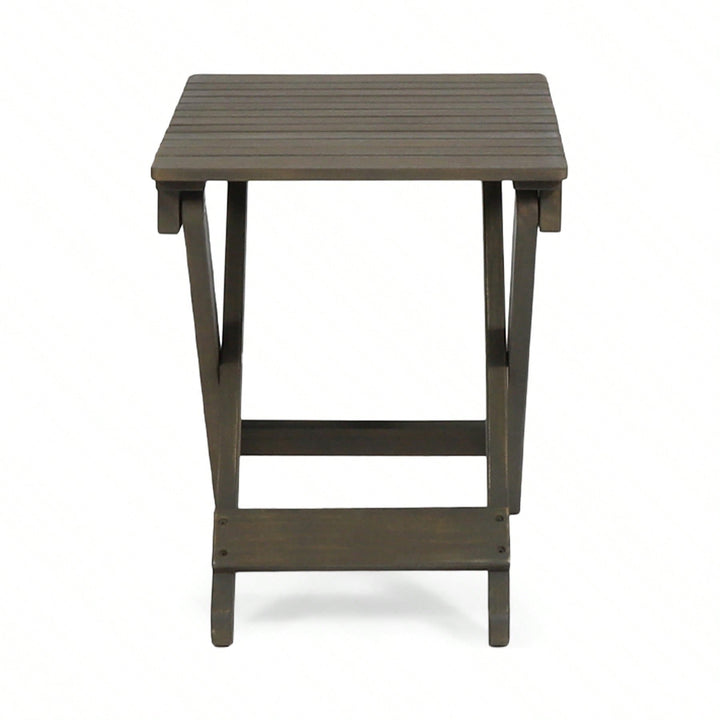 Outdoor Folding Wooden Side Table, Grey Image 3