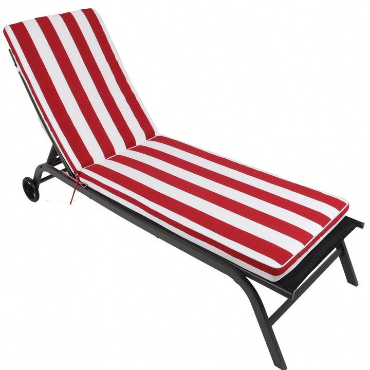 Outdoor Lounge Chair Cushion Replacement Set - Red and White Patio Furniture Seat and Chaise Lounge Cushion Image 2